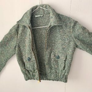 Vintage 60s / 70s cropped green tweed jacket